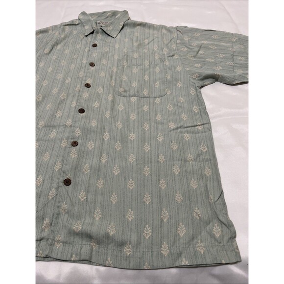 Tommy Bahama Silk Hawaiian Camp Shirt L Mint Green Floral Short Sleeve Button Up - Picture 3 of 16
